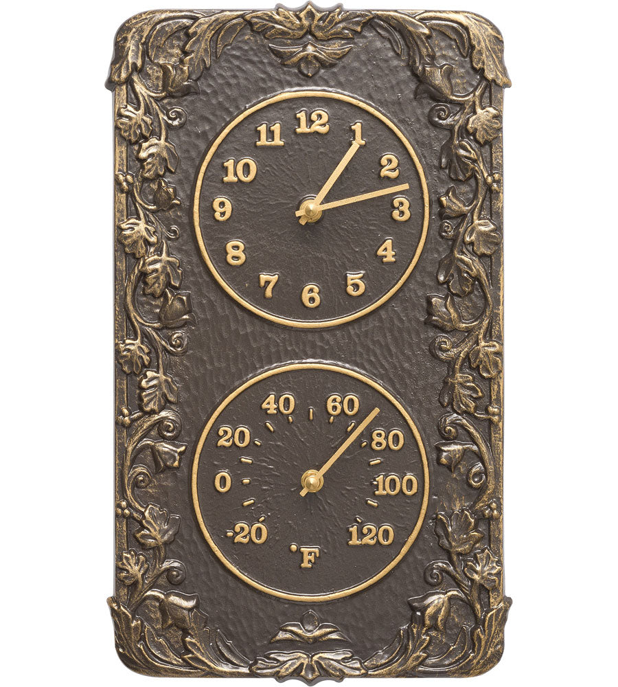 Acanthus Outdoor Thermometer and Clock