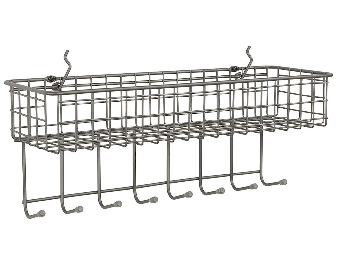 Pegboard Basket and Hook Station